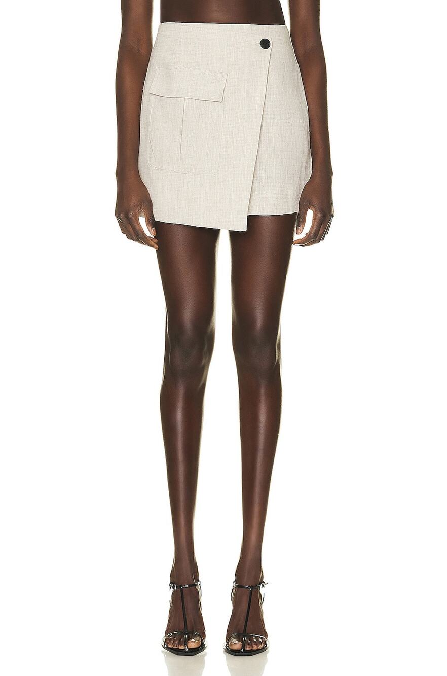Matthew Bruch Chic Beige Wrap Cargo Mini Skirt Size 3